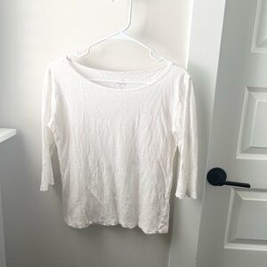 J. Crew White Linen 3/4 Sleeve Tee
